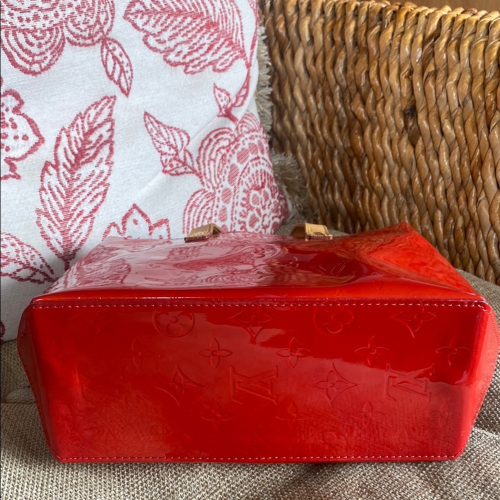 Louis Vuitton Red and Brown Patent Leather Tote - Picture 6 of 15